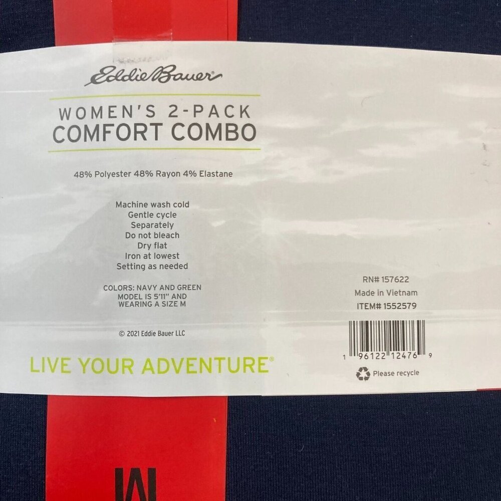 Eddie Bauer Women's 2-Pack Hoodie & Crewneck Shirt Navy Green M Comfort Combo - Picture 6 of 7